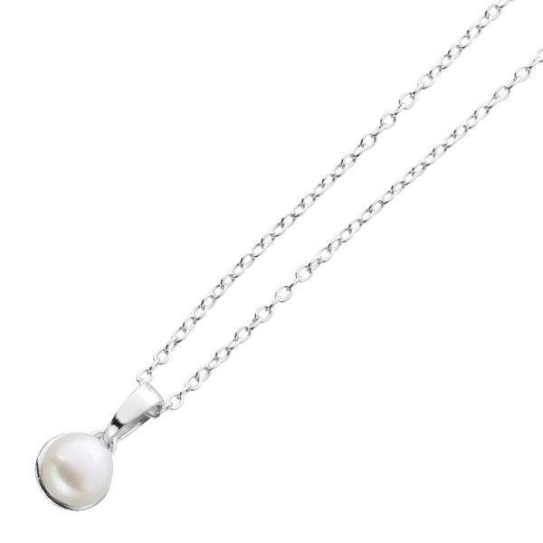 Perlen Collier Silber Silberkette Damen Ankerkette Silber 925 weisse Suesswasserzuchtperlen anhaehngerkette