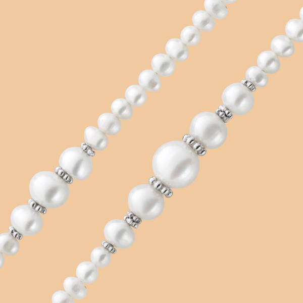 Perlenkette weisse Süsswasserzuchtperlen Silber 40cm