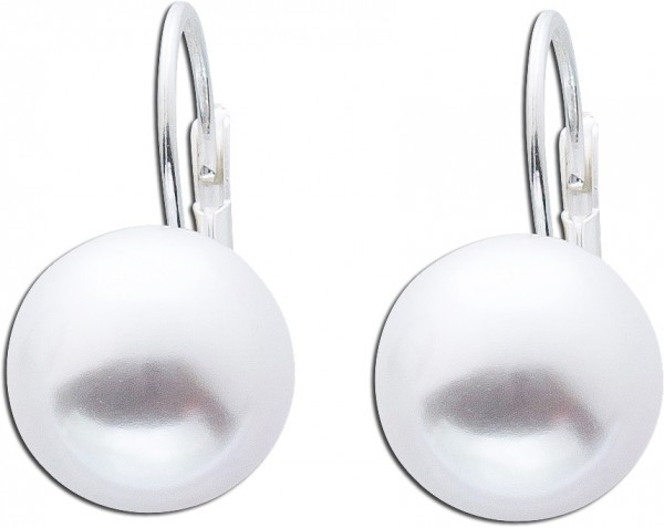 Perlen Ohrringe Ohrhänger Silber 925 weiße synthetische Perle Brisur