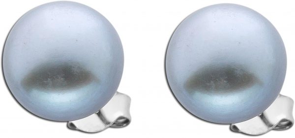 Damen Perlen Silber Ohrringe Ohrstecker Silber 925 runde graue Süßwasserzuchtperlen Damenschmuck Ohrschmuck