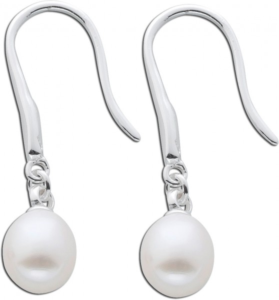 Perlen Ohrringe Ohrhänger Damen Silber 925 weisse ovale Süßwasserzuchtperlen Perlenschmuck