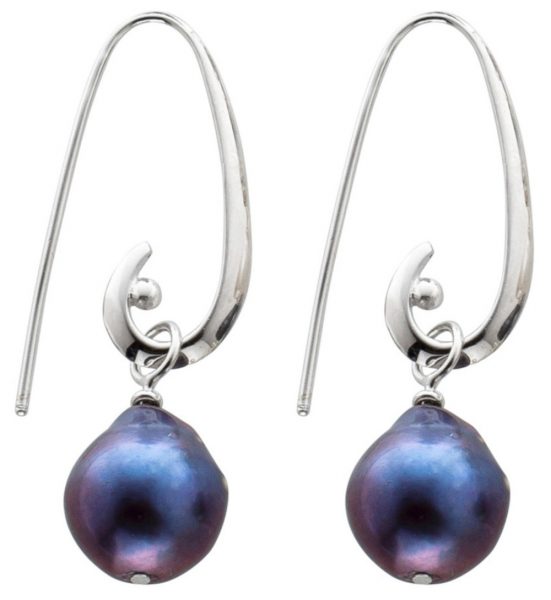 Ohrringe Perlen Silber 925 Ohrhänger modern grau Tahitizuchtperlen