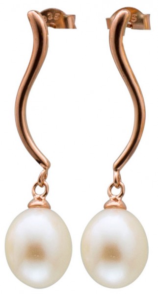 Ohrringe – Perlenohrstecker Sterling Silber 925/- rosé vergoldet mit Süsswasserzuchtperlen