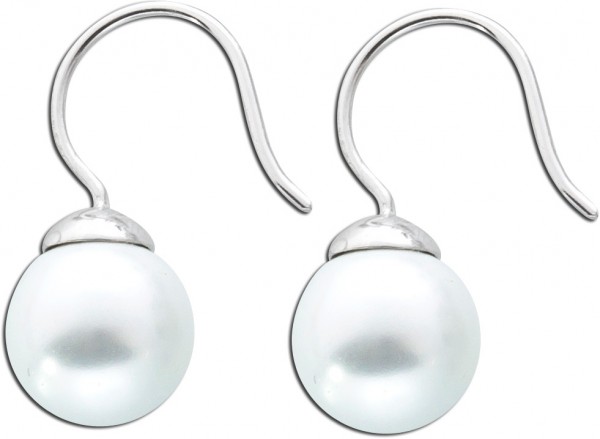 Perlen Ohrringe Ohrhänger Damen Silber 925 weiße synthetische Perle Damenohrringe
