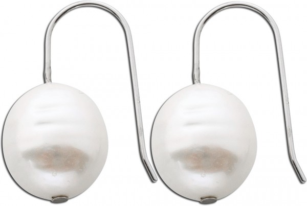 Perlenohrhänger Perlen Ohrringe Damen Silber 925 weisse Sueswasserzuchtperle 14x11mm