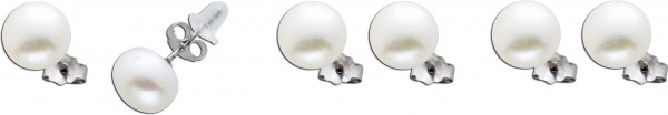Perlenohrstecker Set 6-teilig Süsswasserzuchtperlen 9mm Button Perlen Sterling Silber 925