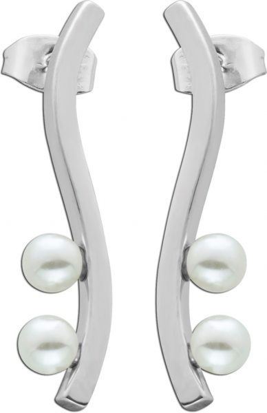 Lange Ohrringe Ohrstecker Perlen Ohrhänger Toyo Yamamoto Edelstahl poliert synthetische Perlen