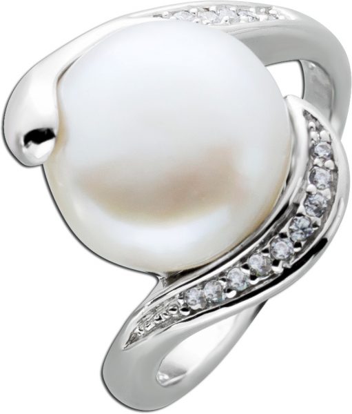 Perlen Ring Süßwasserzuchtperle weiß Ring Silber 925 Zirkoniaschmuck