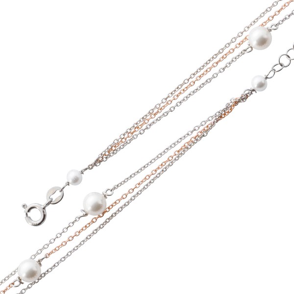 Armband 3-reihig – Sterling Silber 925/- rose vergoldet Perlen