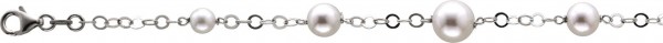 Armband aus echtem Silber Sterlingsilber 925/- in 20 cm Länge besetzt mit 5 synthetischen Perlen  (Ø ca. 8mm- 10mm), beliebig kürzbar. Stärke der Kettte 3mm mit stabilem Karabinerverschluss. Edel im Design und ein absolutes Schmuckstück aus dem Hause Abra