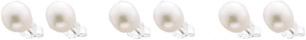 Ohrringe – Ohrschmuck aus Silber Sterlingsilber 925/-. Ohrsteckerset bestehend aus 3 Paar. Besetzt mit weiß schimmernden perlmuttfarbenen Süsswasserzuchtperlen( Ø ca.  9,0 mm). Ein absoluter Preisknüller und in Premiumqualität aus dem Hause Abramowicz. Di