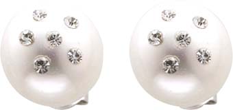 Ohrringe – Ohrschmuck weiße Süßwasserzuchtperlen besetzt mit Kristallstrass