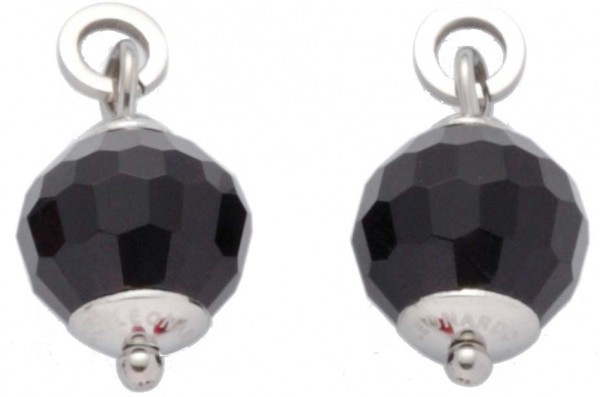 Ohrringe – Leonardo Ball schwarz Beauty`s 011881, Anhängerset 2-teilig aus Edelstahl mit facettierten Glasperlen, 2 cm lang