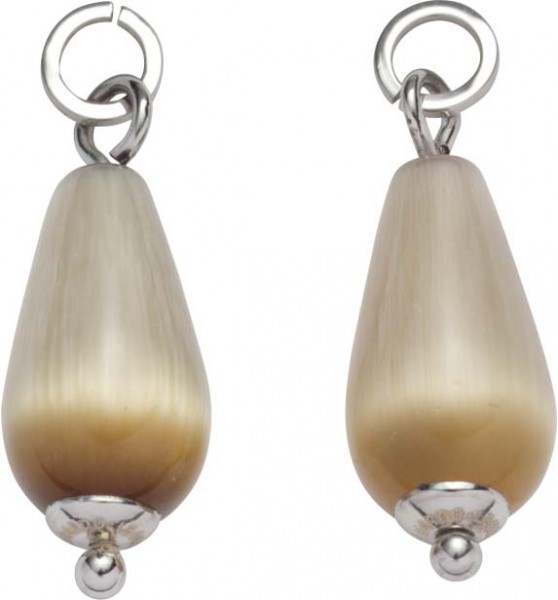 Ohrringe – Leonardo Drop braun Beauty`s 013027, Anhängerset 2-teilig aus Edelstahl mit schimmernde Cateye-Perlen in Tropfenform, 2,3 cm lang
