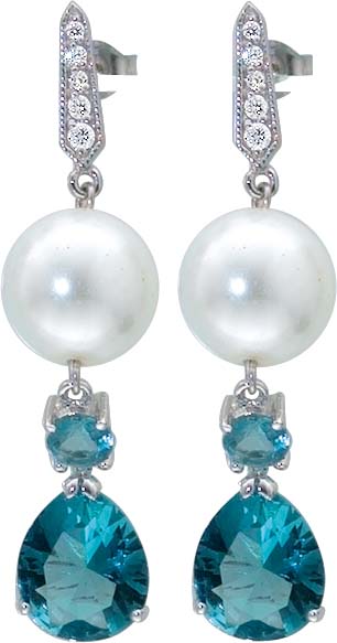 Ohrringe – Ohrschmuck besteht aus mit 5 Zirkonia, synthetische Steine und Perlen. Die synthetische Perle hat die Durchmesser von ca. 1,18 cm und die Steine ca. 1,28 cm. Hier und heute zu einem tollen Preis aus Stuttgart.