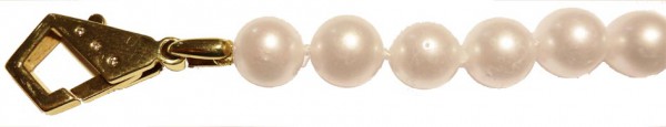 Perlenkette – Perlencollier 42 cm 3 Brill. 0,01ct W/P jap. Akoyazuchtperlen 7,5mm