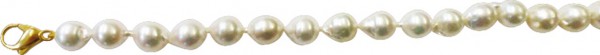 Perlenkette – Perlencollier 45cm lang aus echten, wunderschön glänzenden Roséfarbenen japanischen Akoyazuchtperlen (ca. 9,2 mm) in Barockforn mit Karabinerverschluss aus hochwertigem Gelbgold 585/-. Ein edles Accessoire und Unikat von zeitloser Eleganz fü