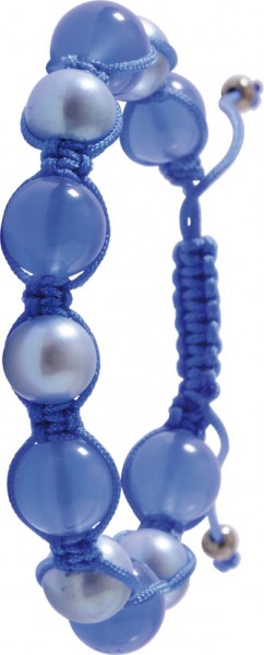 Shamballa……Trendiges dehnbares stretch und flex Shamballaarmband, blaues Textilband geflochten, auf 18-21 cm Länge verstellbar, besetzt  mit echten, wunderschön schimmernden Süßwasserzuchtperlen und Glasperlen Ø ca.10 mm. Zum Schnäppchenpreis von Deut